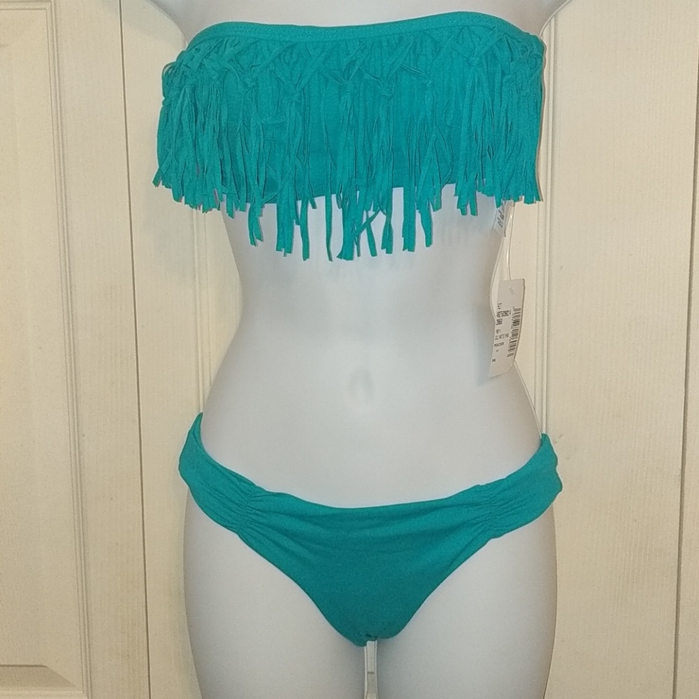 NWT L*space bikini peacock strapless small
